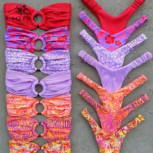 Multi-Pattern Ruffled Push up Halter 2 Piece Set Floral Print Digital Print Swimwear Assortment