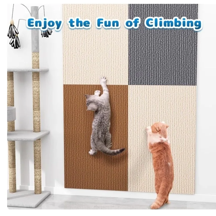 New Arrival Cat Scratching Post DIY Climbing Carpet Trimable Self-Adhesive Wall Scratcher Scratch Mat