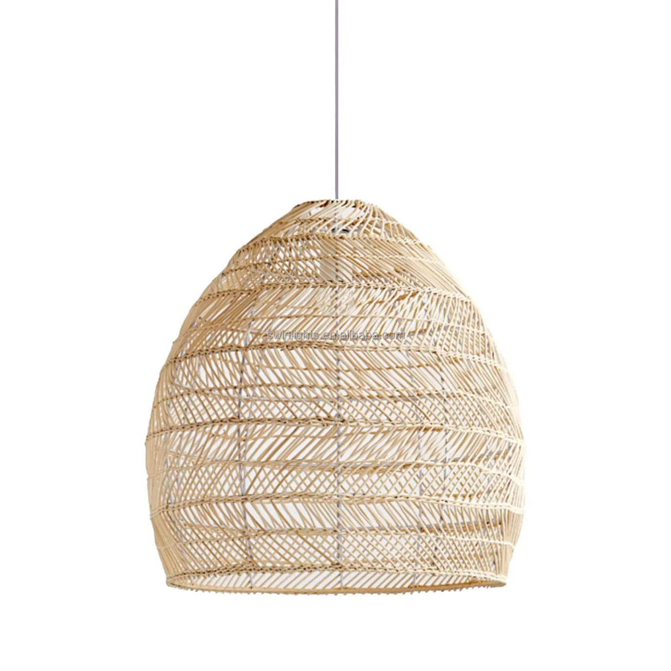 Lampada Sospesa In Rattan Naturale - Paralume Intrecciato Boho Chic Per Cucina E Soggiorno