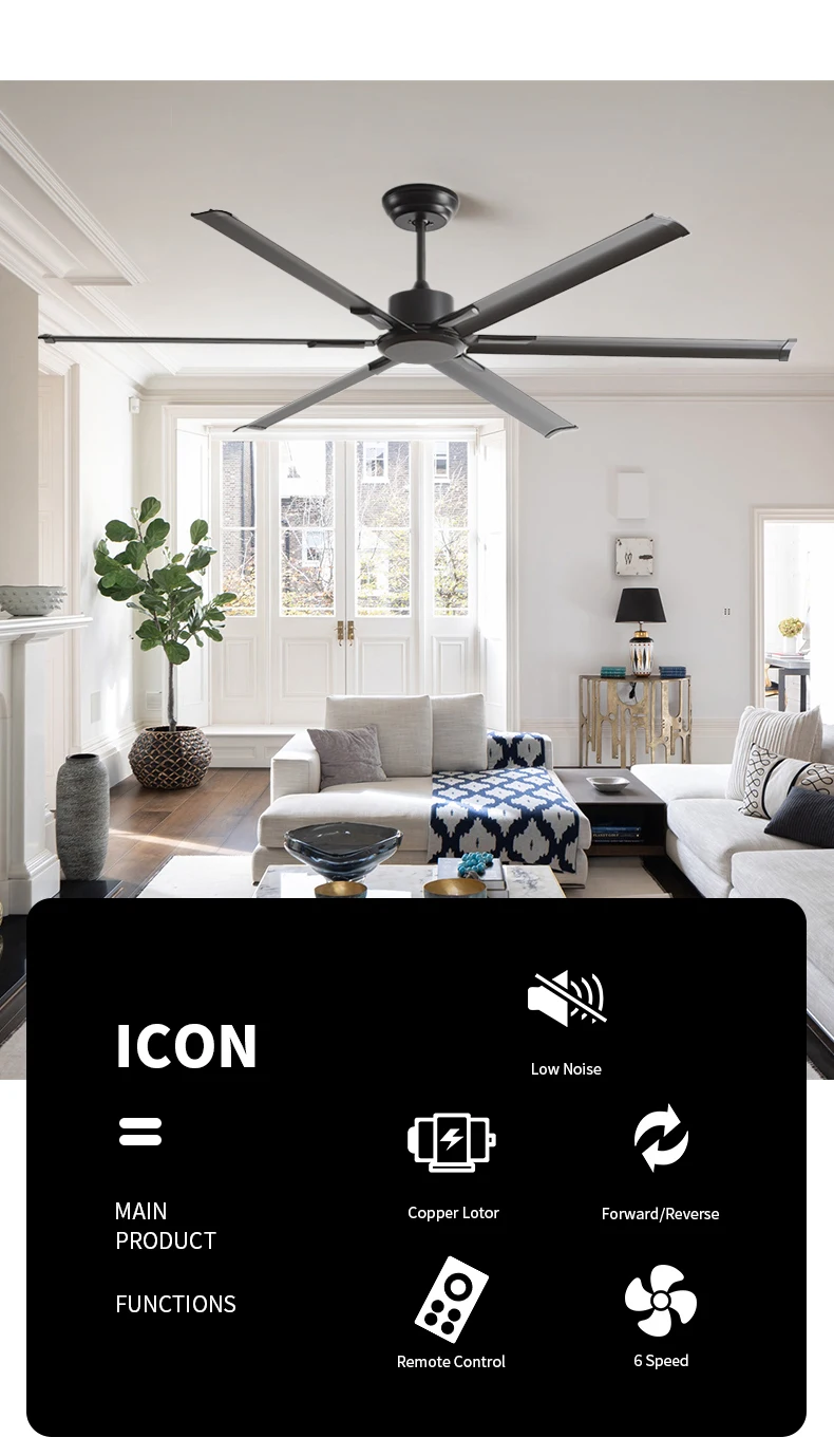 product modern 72 inch ceiling fans quiet remote control high cfm reversible dc abs blade579-3