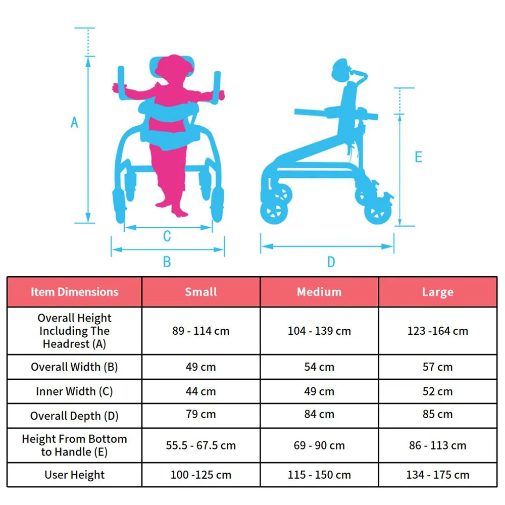 GT01 CE Adjustable Pediatric Walker Gait Trainer With Headrest
