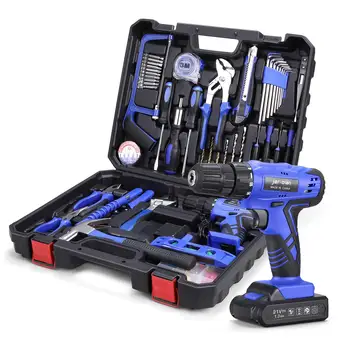 112 Piece Professional Household Home Tool Kit Set Power Tools Combo Set for Garden Office House Repair Maintain