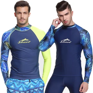 Sbart Men's Long Sleeve Rash Vest Sublimation Printed Rashie UPF50+ Rashguard Chlorine Resistant Surfing Rash Guard