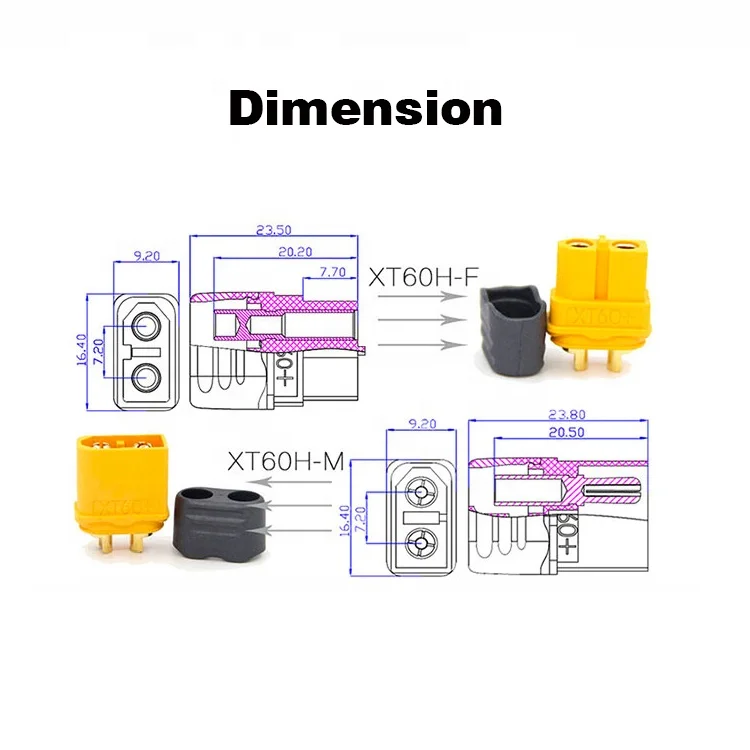 XT60 De Alta Corriente Para Lipo 12 Pares Conectores XT60H Macho Hembra – Alta Corriente 60A/100A Para Baterías RC Lipo, Drones, Coches Y Aviones