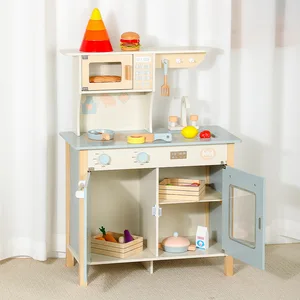 New Hot Sale Children's Blue European Kitchen Play Juguetes Wood Montessori Pretend Play Preschool Toys for Kids Boys Girls CE