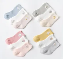 Cartoon embroidery anti-slip toddler socks fashion custom cotton kids sock knitted baby crew socks new-born tube