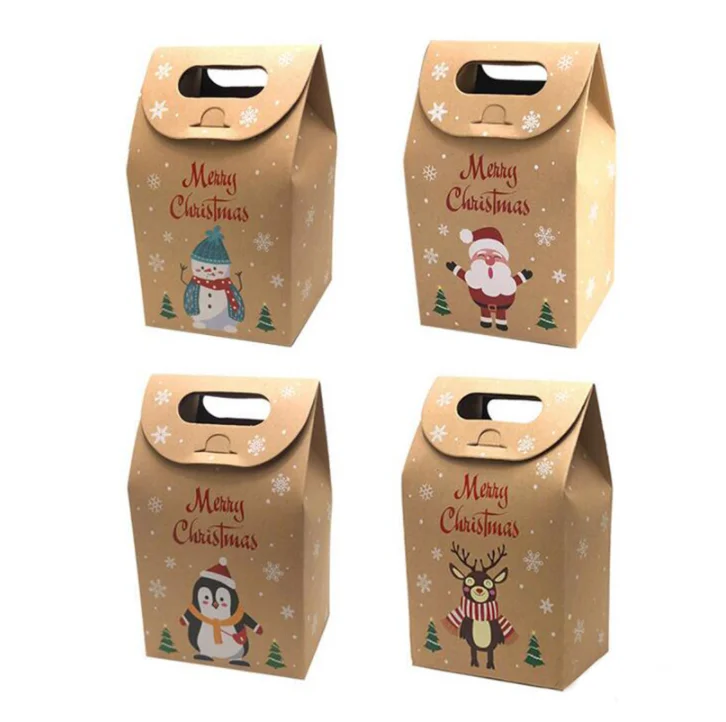 Caja de regalo de papel Kraft con solapa, bolsa de embalaje de