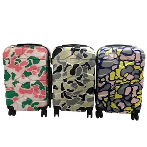 Wholesale New Fashion Design Camouflage Printed Luggage Bags ABS PC Luggage Set Durable Colourful Trolley Suitcase