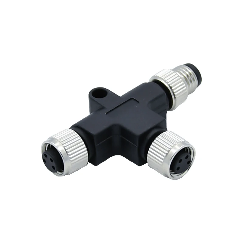M8 M12 4Pin 5pin Wire Splice T-connector Male To Female T Y Type Splitter Adapter Converter Waterproof Connector
