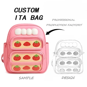 Fashion Transparent Cute Bag Women Girls PU Leather Custom ITA Backpack with Clear Window for Cosplay