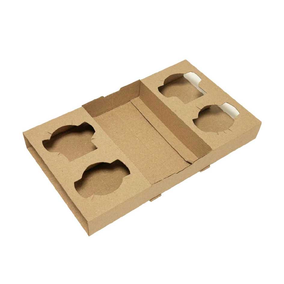 Customized Eco Friendly Kraft Coffee Cup Carrier with Handle for Milk Tea and Takeaway Beverages supplier