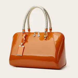 A-339 2026 Versatile Patent Leather Boston Women's Hand-Held Tote Crossbody Bag European American Texture New Stylish PU