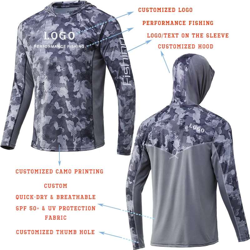 Personalizzato UPF50+ Protezione solare Assorbimento dell'umidità Poliestere Spandex Abbigliamento da pesca Manica lunga da uomo Maglia ventilata UV Pesca833_voghion.com