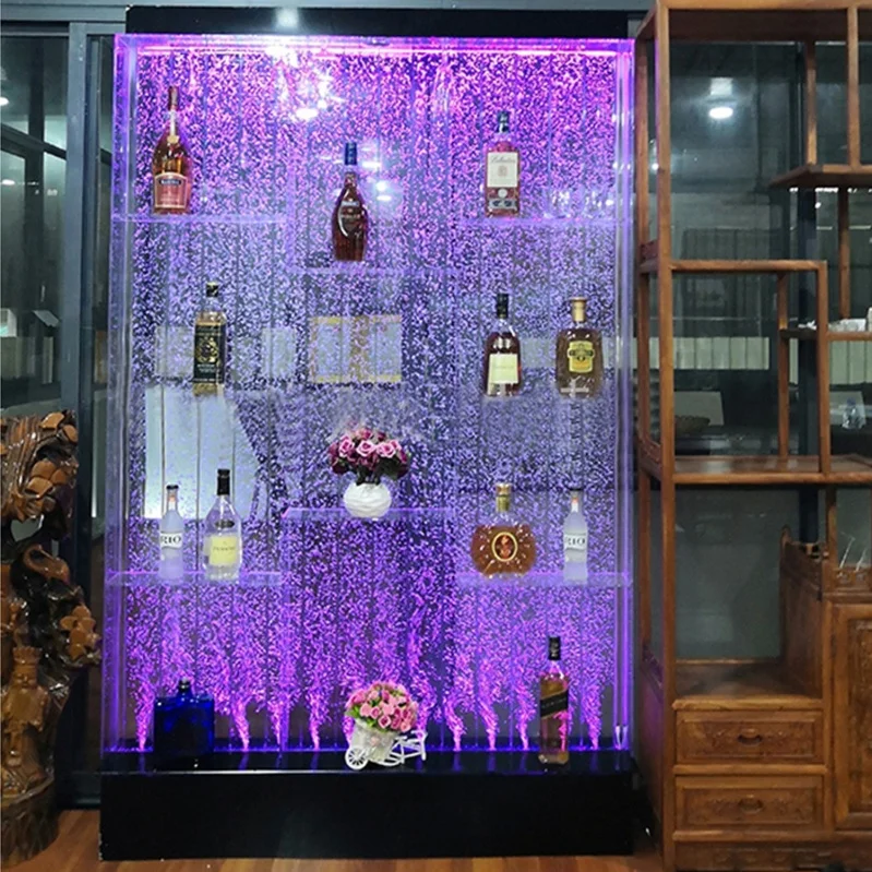 Factory Price Color Changing LED Lights Indoor Dancing Water Bubble Wall with bar Shelves
