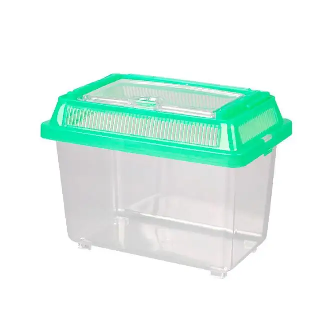 Portable Plastic Aquarium Fish Tank Small Animal Cage Container with Lid  Handle