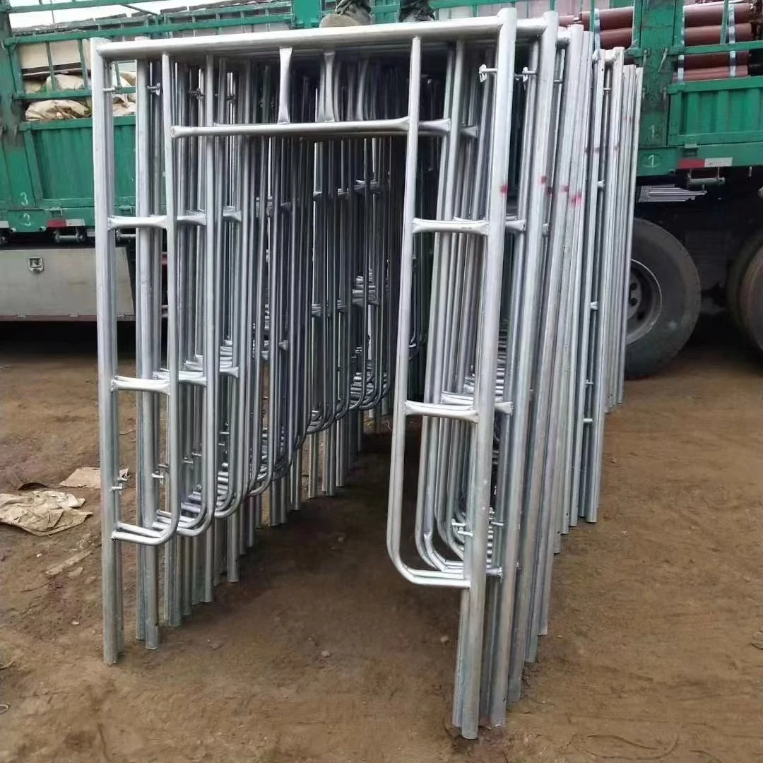 Walk Through Scaffold Frame Weld Arch Steel Painting a Frame Q235 Tubular Steel Ladder Frame Scaffolding