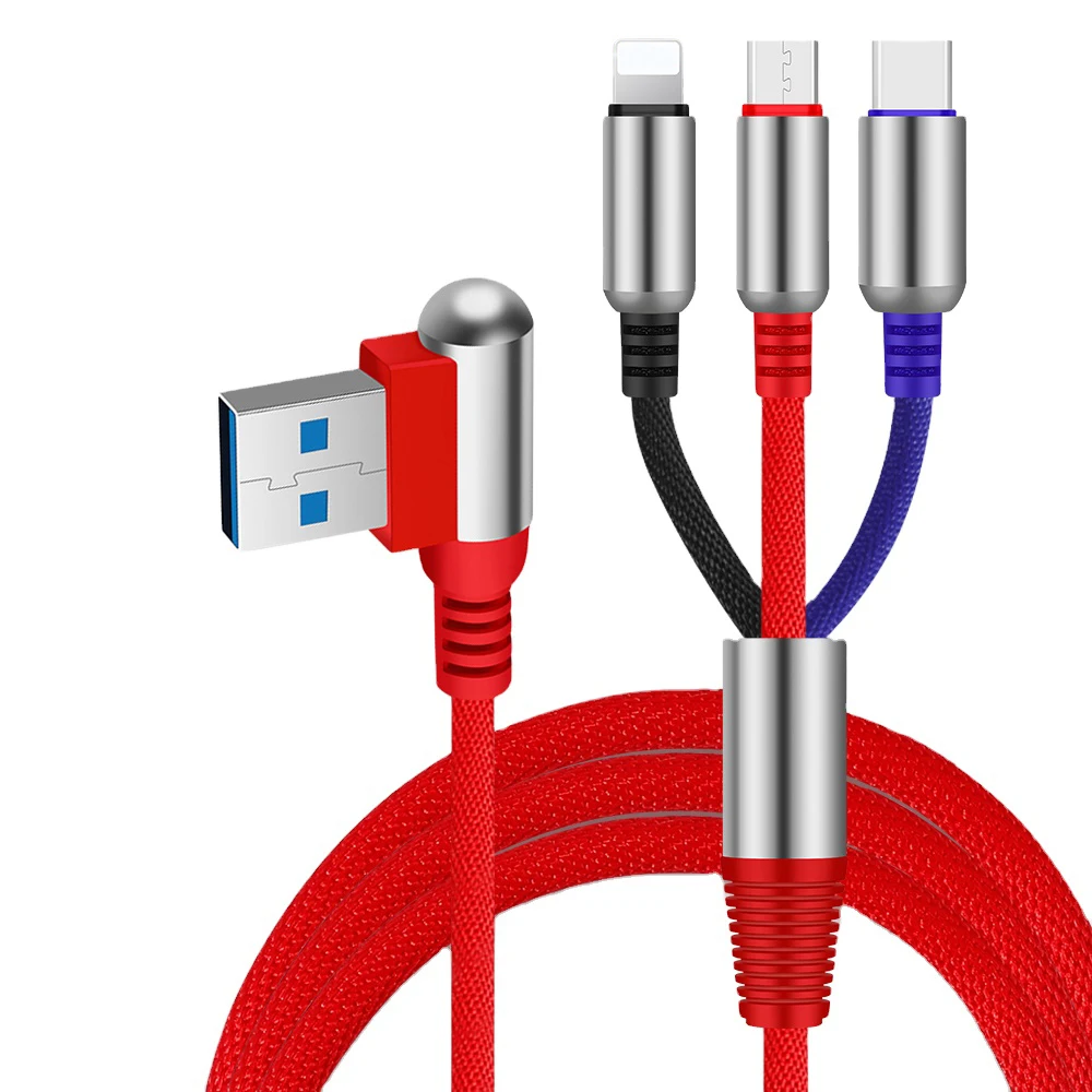 Products Nylon Braided Fast Charging Three in One Data Line - ANKUX.COM