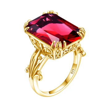 Fine Dainty Custom Rings Women 24K Gold 925 Sterling Silver Fine Jewelry Manufacturer Ruby Red Gemstone Rings