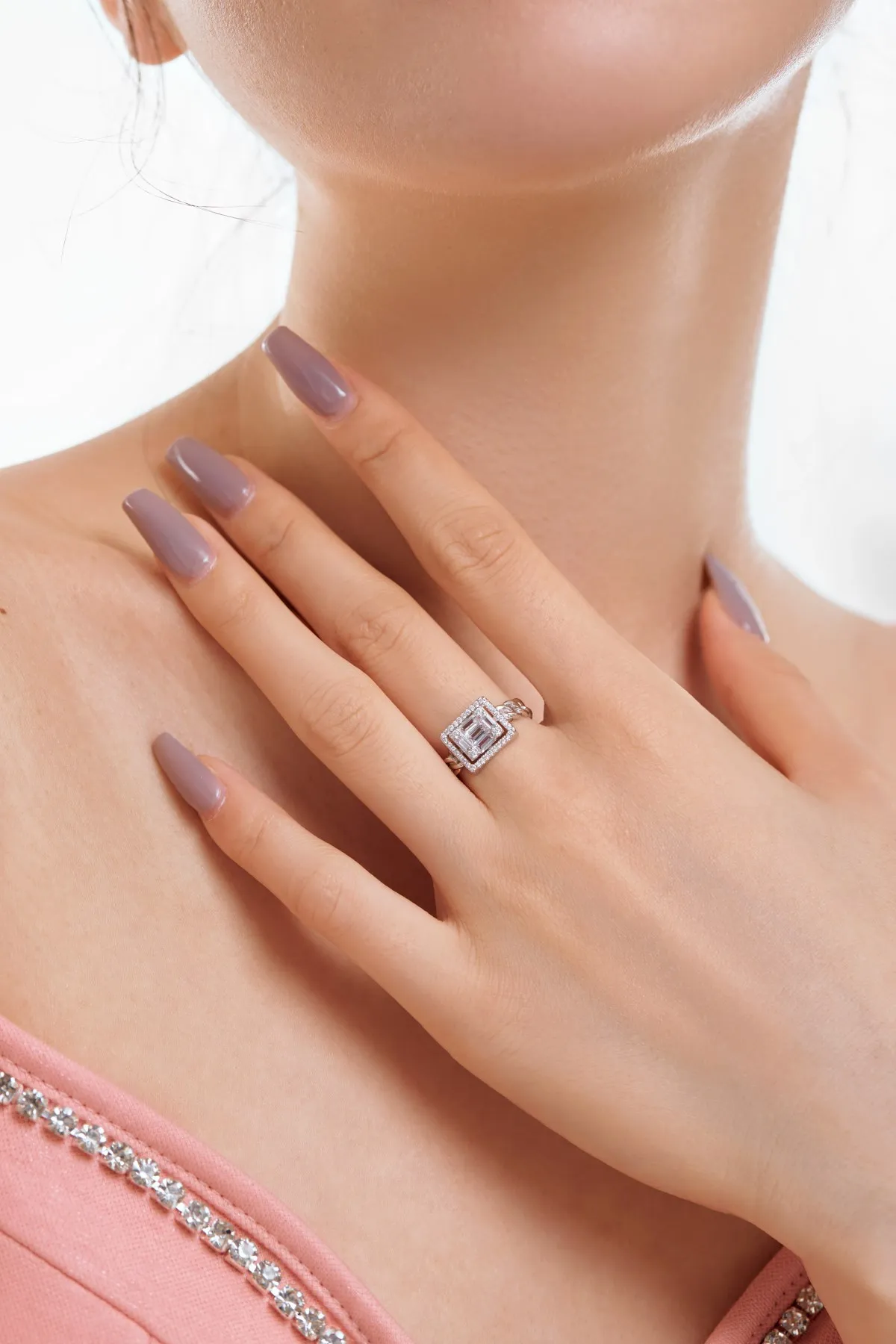 KAKODIY new trend rhodium plated geometric cubic zirconia adjustable open ring women's bridal ring jewelry ring party gift detail 1