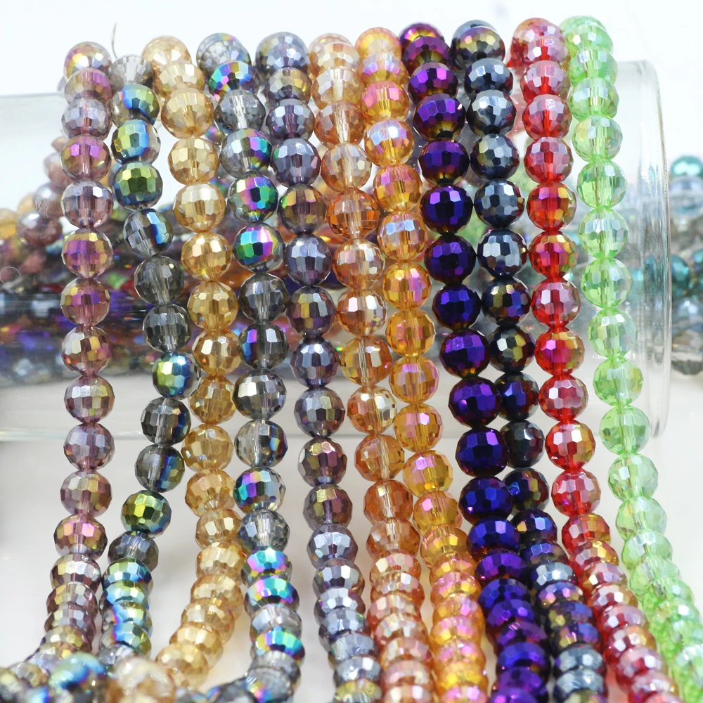 8mm Charm Bicone Faceted Crystal Glass Loose Spacer Beads Necklace Gifts 50pcs 