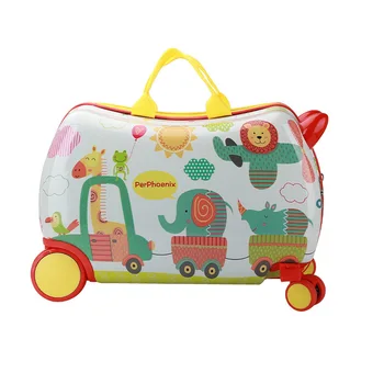 Wholesale New Fashion Ride on kids Luggage With Spinner Wheels Suitcase Cartoon kids suitcase