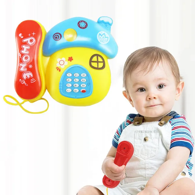 Funny Baby Electric Musical Telephone Toy Cartoon Mushroom Plastic Kid ...