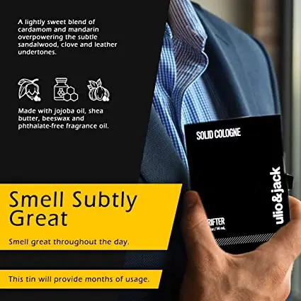Custom Private label 0.5oz Travel Friendly Tin strong Men's Solid Cologne without alcohol