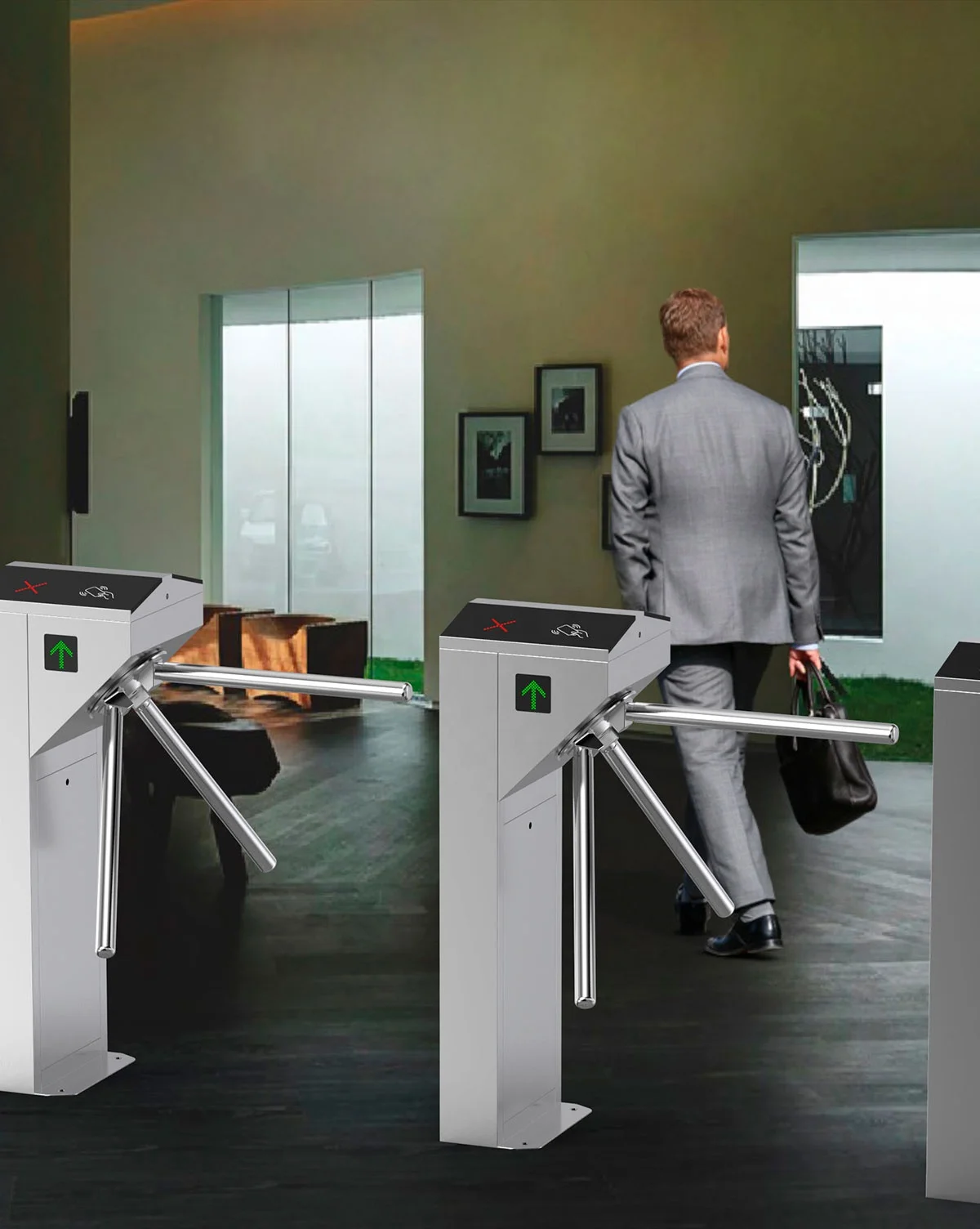 Security Access Control Fingerprint Dry Contact Signal Stainless Steel Tripod Gate Automatic Tripod Turnstile