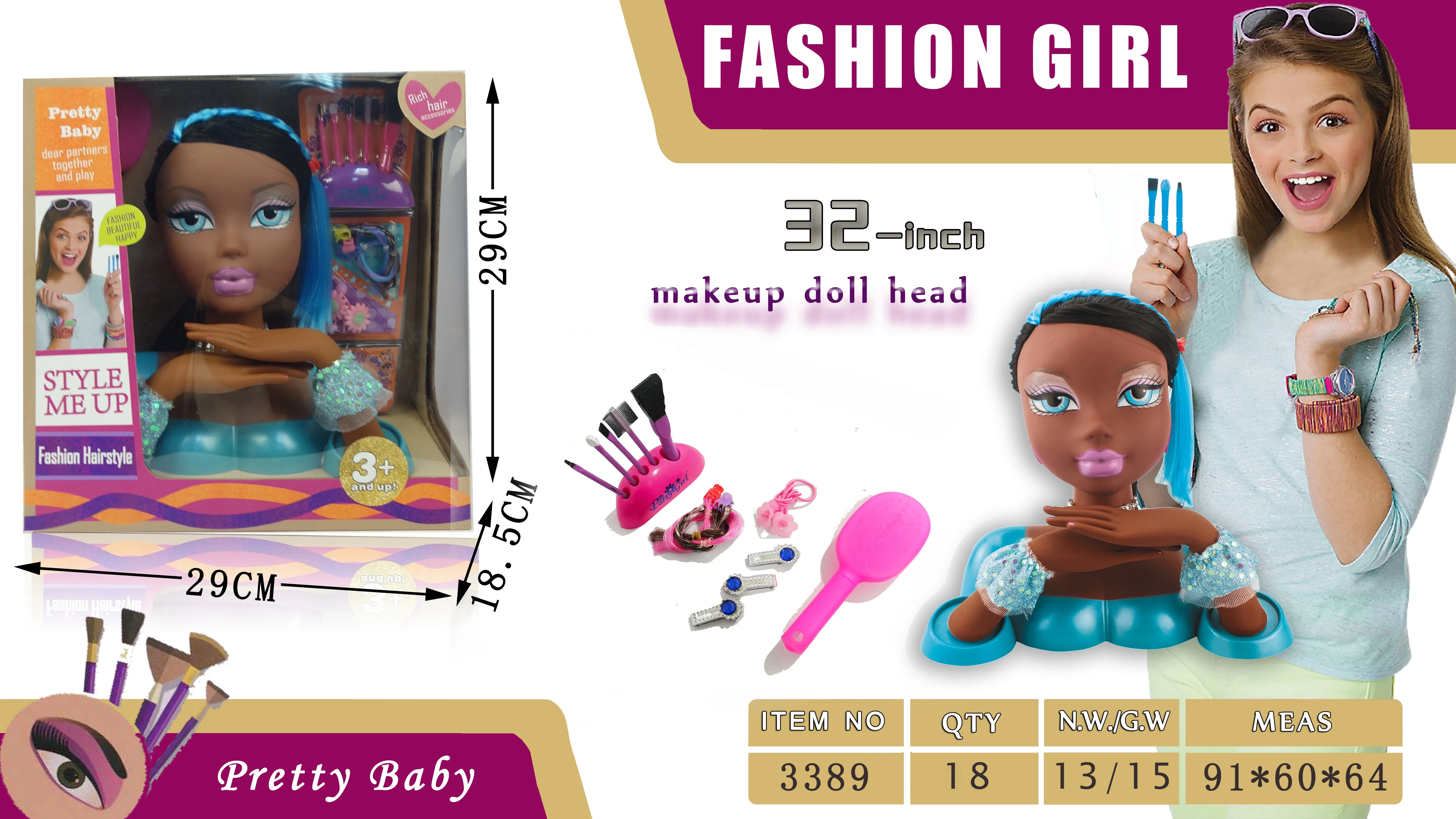 32 inch fashion hairstyle makeup doll