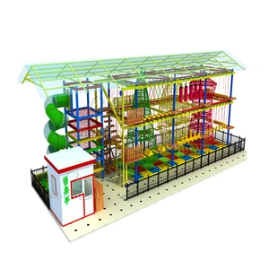 Indoor Playground Equipment Rope Park for Children Climbing Indoor Play Trampoline Ninja Course Rope Adventure