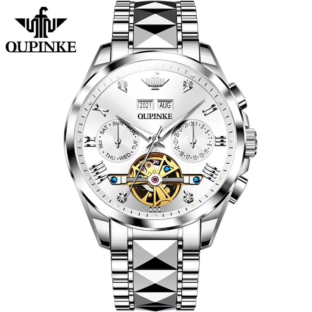 Oupinke 3186 Luxury Men's Watch - Luminous Tungsten Automatic