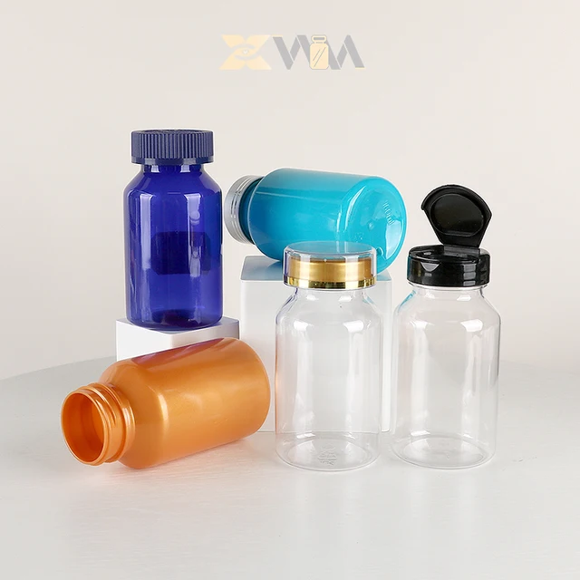 75ml 120ml 150ml 200ml 300ml Round Empty PET Bottle Clear Food Grade Vitamins Capsule Pill Medicine Plastic Bottle