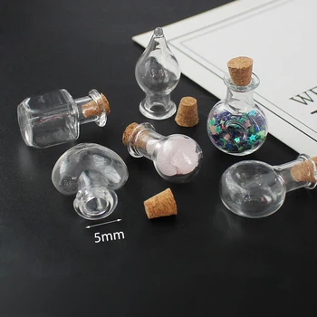 56H Factory wholesale mini transparent wishing bottle cork glass bottle pendant perfume bottle mobile phone charm