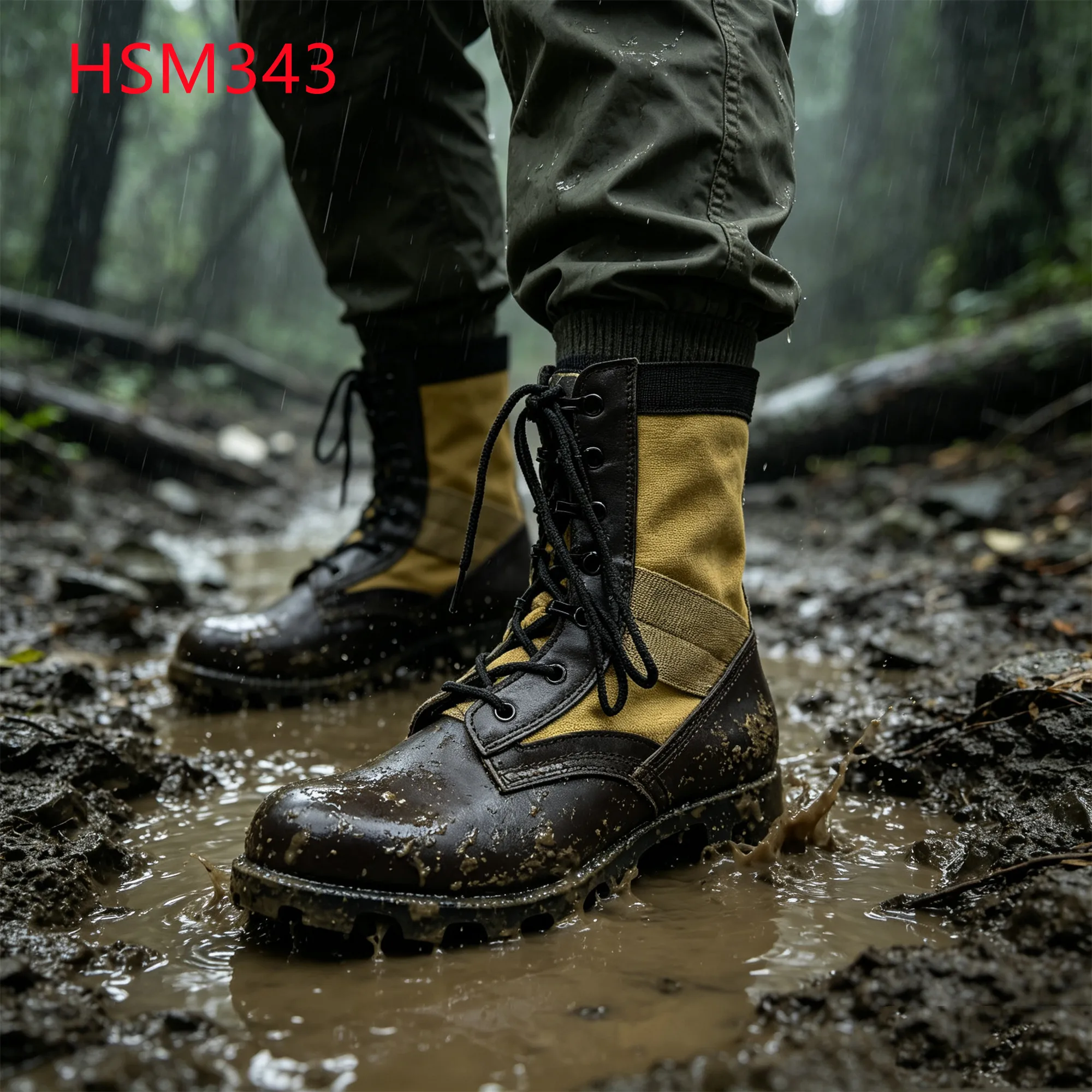 LXG,Geological Survey Vulcanized Molded Sole Marching Boots Lumberjack Like Hua Singh Combat Boots with Ribbed Collar HSM343