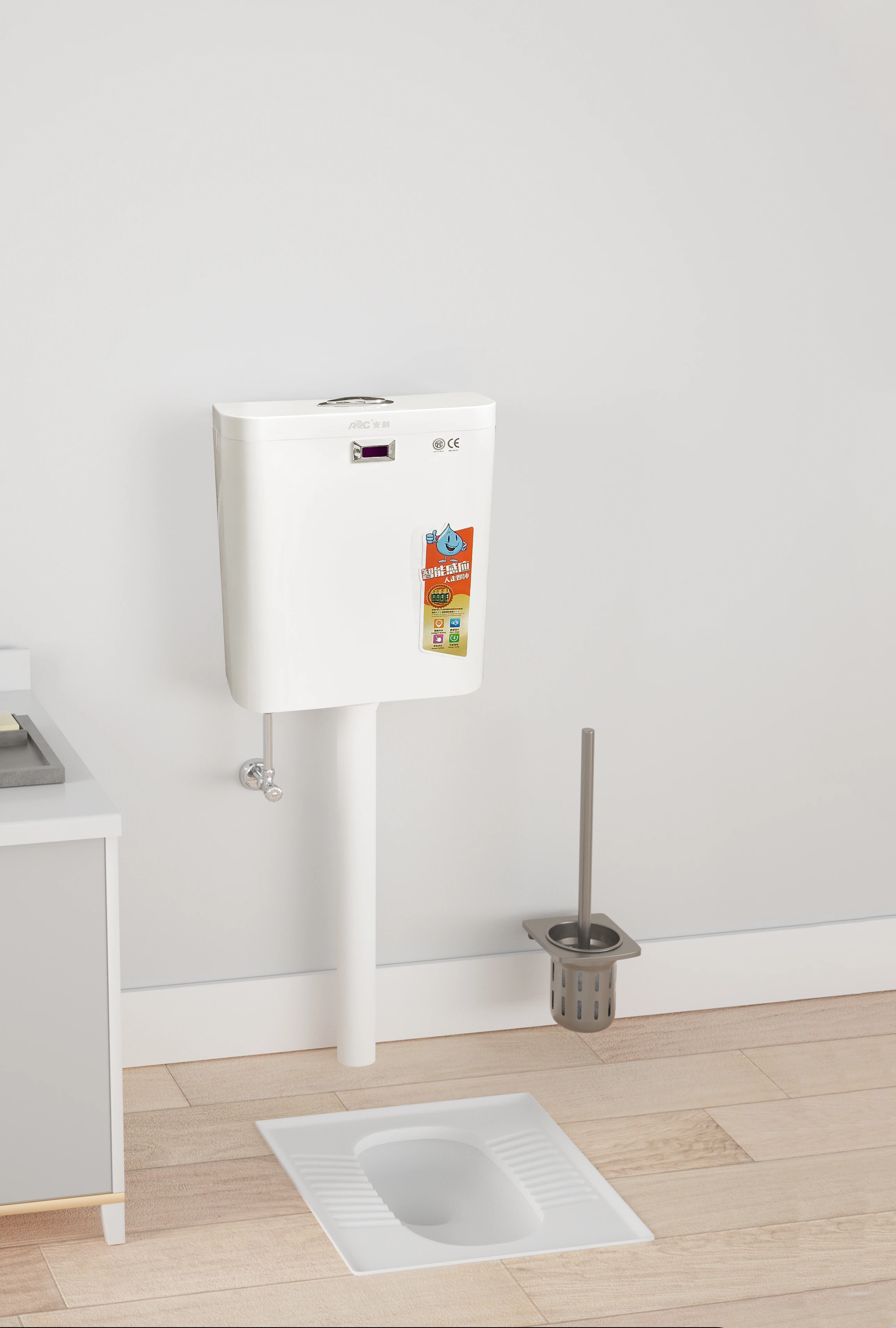 Squat Toilet With Concealed Cistern and  Flushing Water tank Ceramic Squatting Toilet Pan With Wall Hung Water tank
