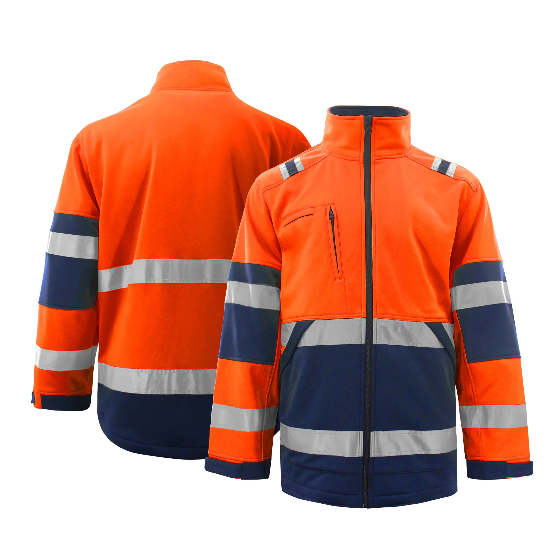 Hi-Vis Safety Polar Fleece Jacket with Reflective Tape Construction Security Hoodie Jacket details