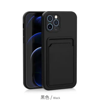 Tpu Card Slot Bag Holder Case for iPhone 15 14 13 11 12 Pro Max Mini X XS XR 6 7 8 Plus Shockproof Soft Wallet Cover