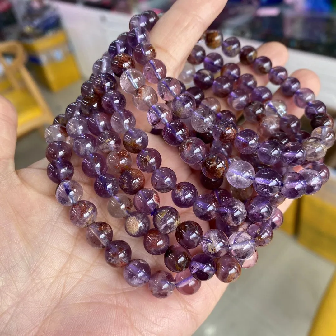 Pulsera De Piedras Naturales RUBY Para Mujer - Cuentas Facetadas 4mm, Elástica, Caja De Joyería Incluida