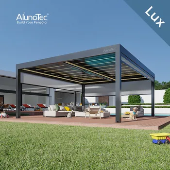 AlunoTec Modern Automatic Patio Gazebo Outdoor Arches Bioclimatic Aluminium Pergola Opening Louvred Roof