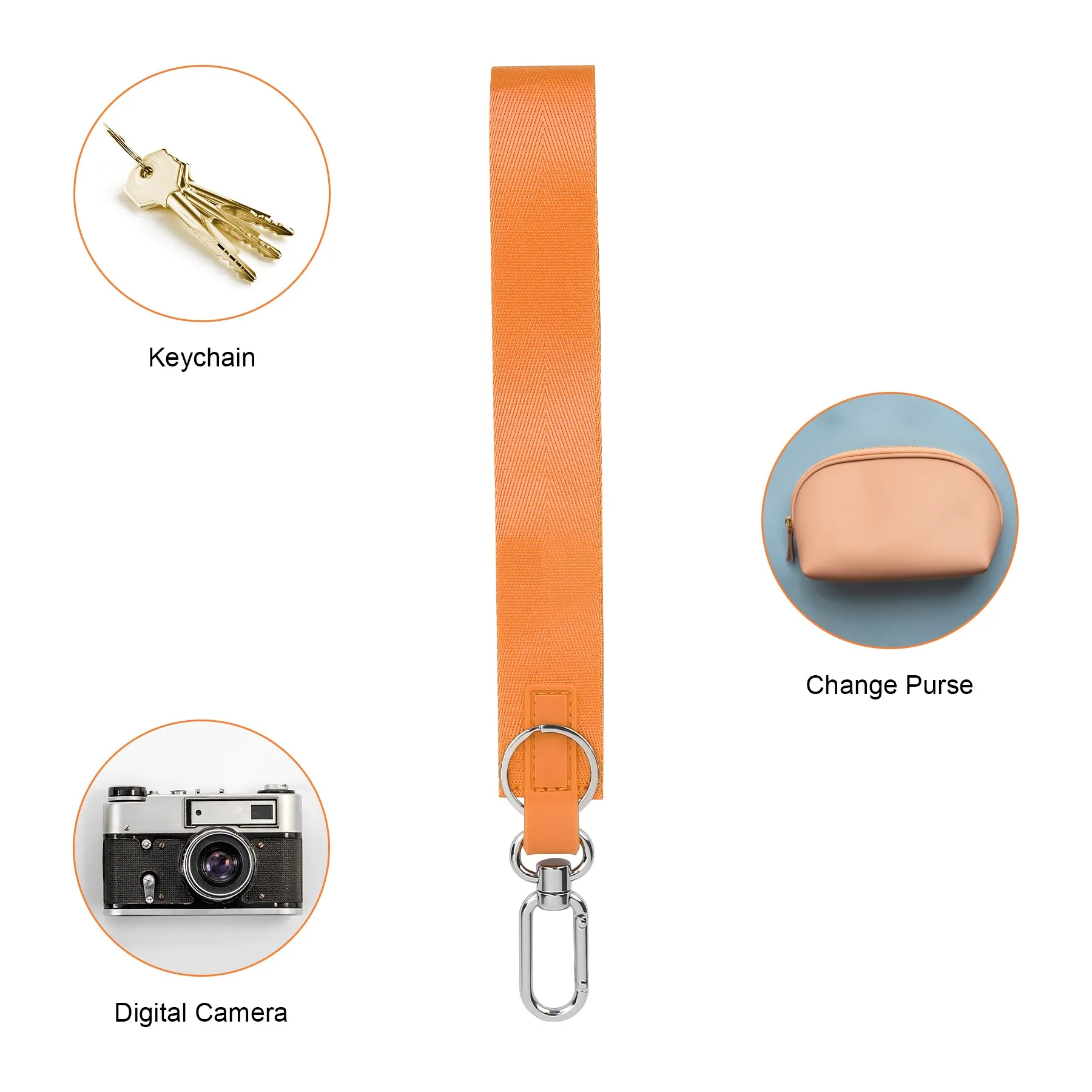 Logo Printed Wristlet Keychain With Key Holder