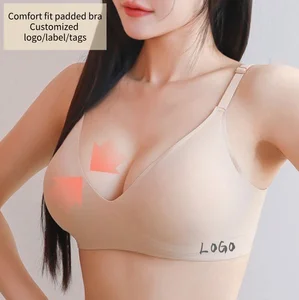 Padded Seamless Soft Support Push up Bra Female Breathable Brassiere Thick Cups Women Deep-V Bras Wire Free Bra for Women