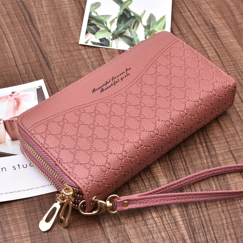 Wholesale New design fashion peal ladies purse wallet double zipper women  long wallets From m.