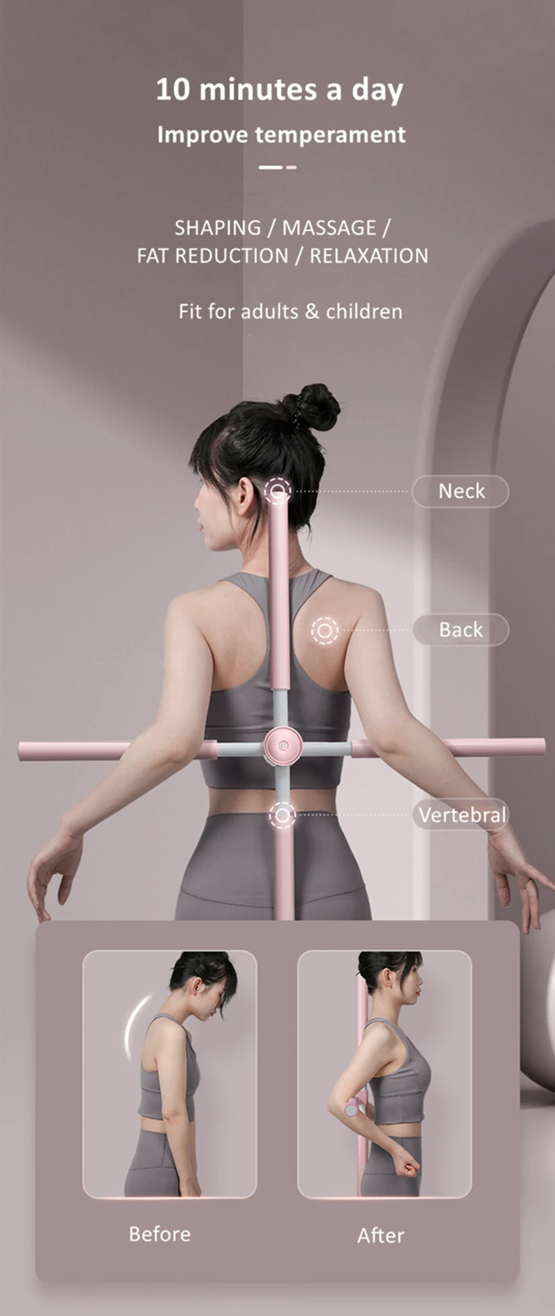 Posture Corrector,yoga sticks stretching tool,yoga sticks for posture,  retractable design for adult and child Back Brace Posture Corrector (Blue)  