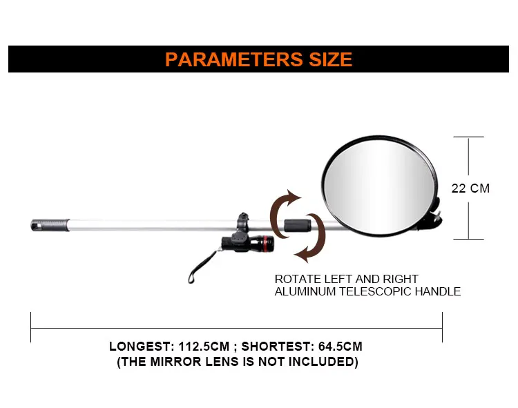 Vehicle inspection search mirror with light 30 cm telescopic electronic mirror
