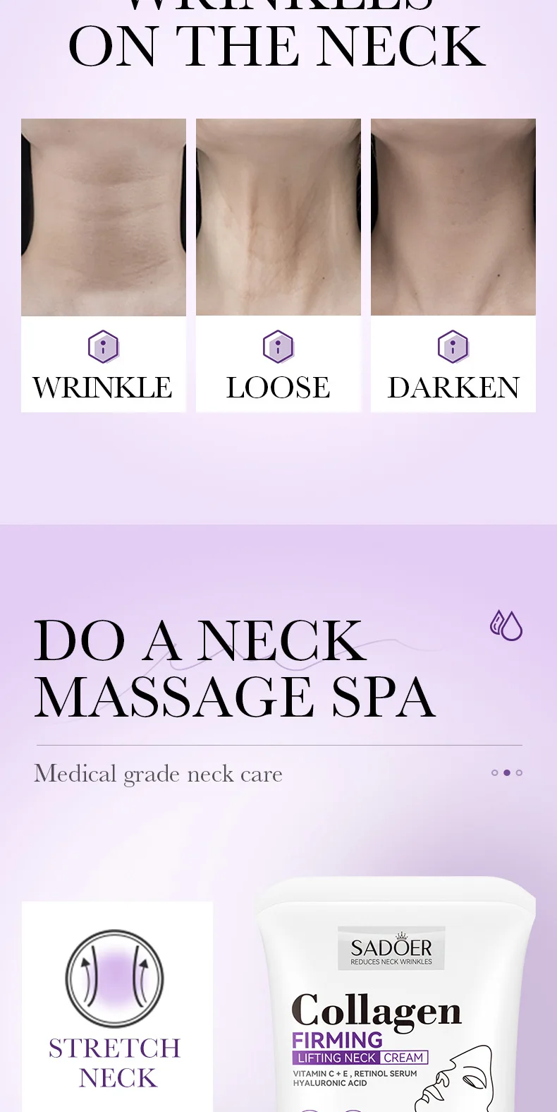OEM Roller Neck Cream Lifting Firming Anti-aging Remove Wrinkle Moisturizing Smooth Nourishing Neck Skin Care Products