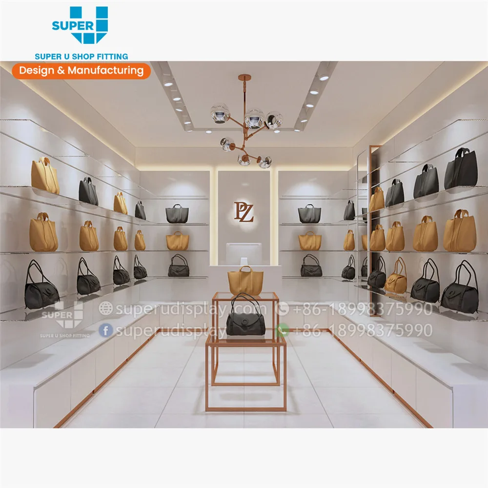 Fashion Design Bag Shop Retail Boutique Handbag Showroom Design  Manufacturing Supplier Wholesale Shop Furniture Display Bags
