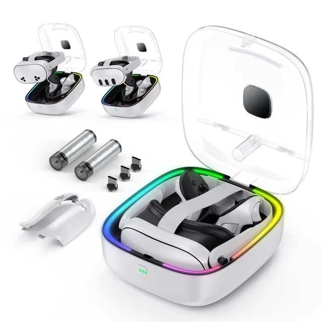 Charging Carrying Case for VR 3 Accessories, Charging Station for VR controllers,  Storage,  Fast RGB Charging and Large Space