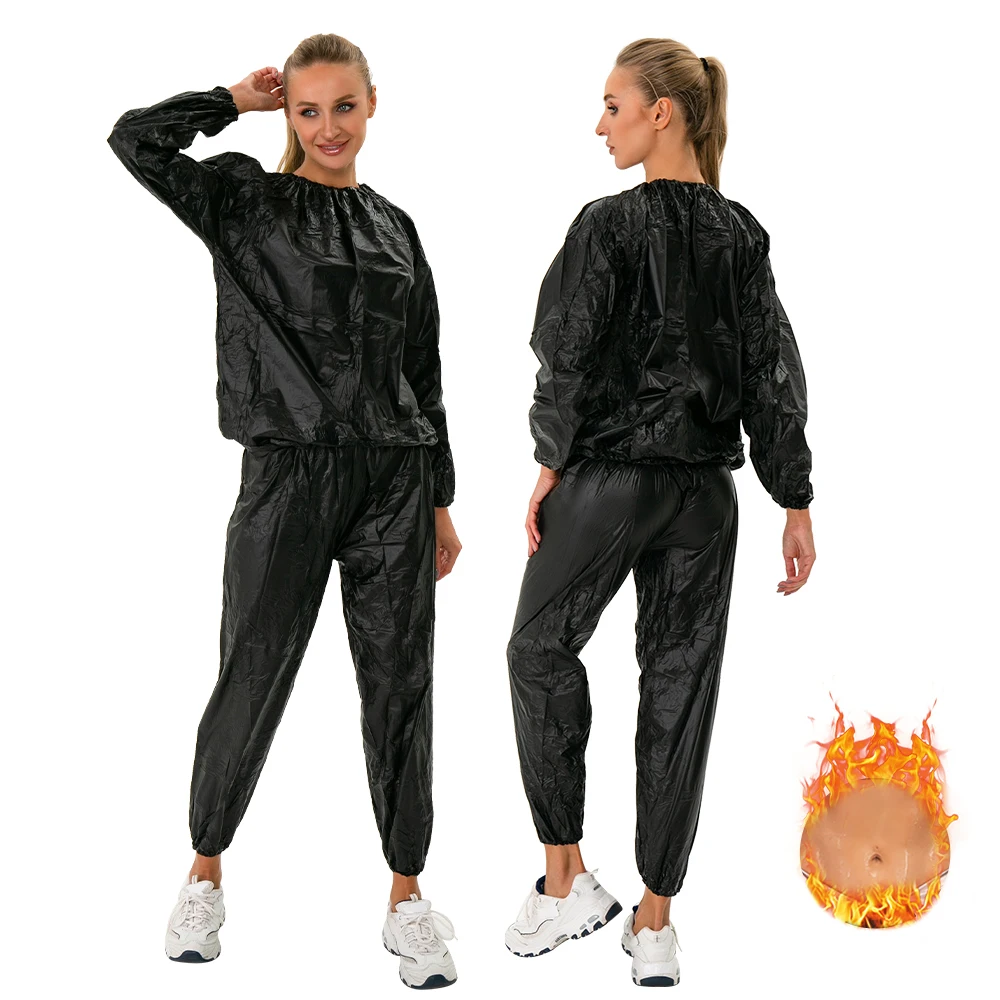 Women and Men's PVC Neoprene Sauna Suit for Home Gym Workout Exercise Sauna Jacket and Pants