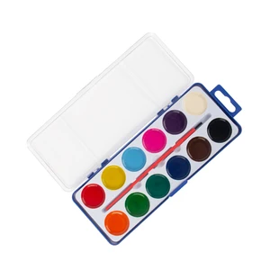 12-Color Watercolor Paint Set with 1 Brush for Kids' Art & Party Favors Water Color Paints on Paper & Canvas