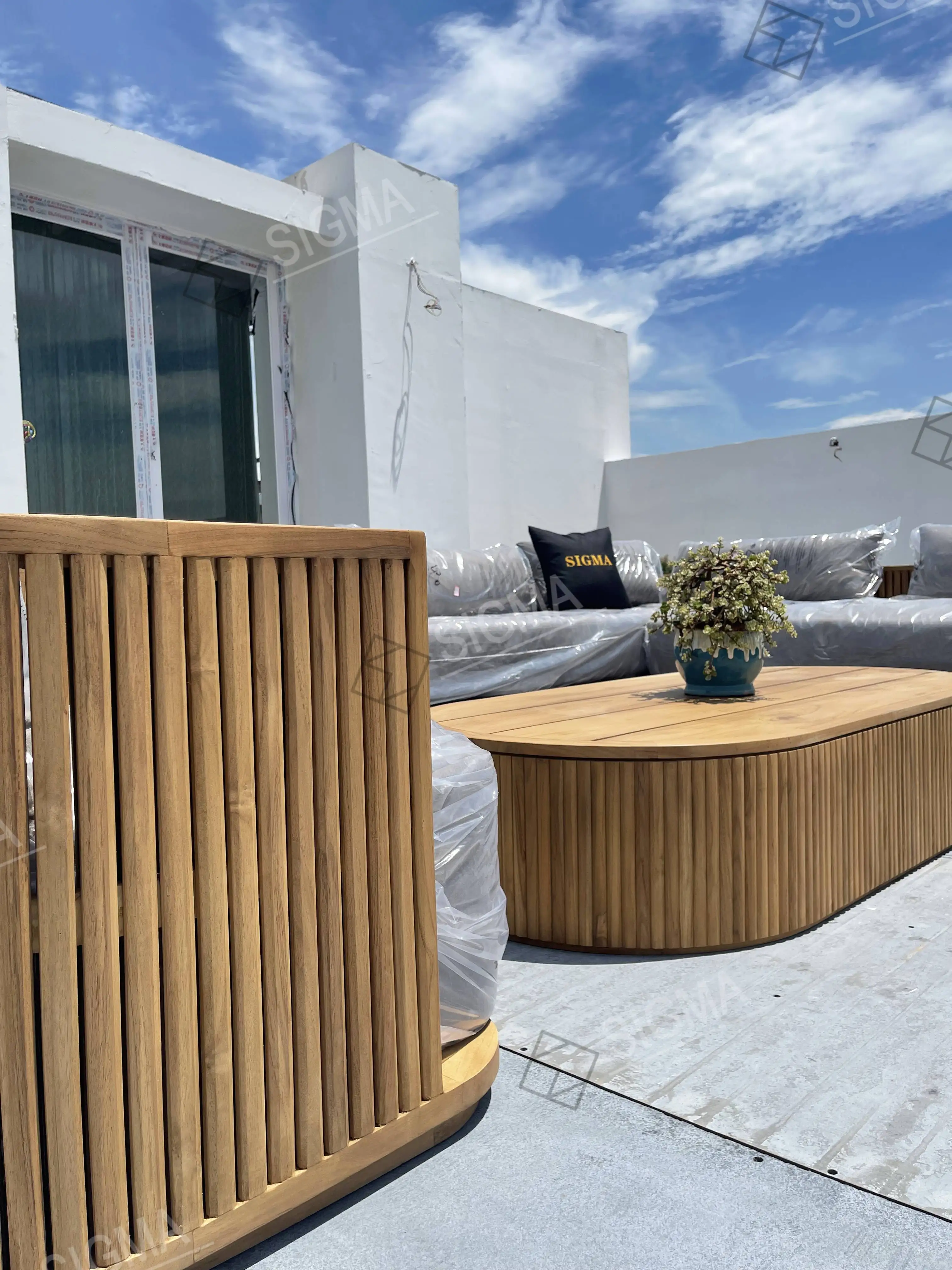 Sigma Outdoor furniture set garden sofa set furniture sectional sofa teak wood lounge chair wood coffee table outdoor seating